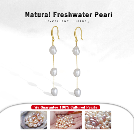 Cercei din argint 925  placat cu aur 14k si perle naturale de cultura [3]