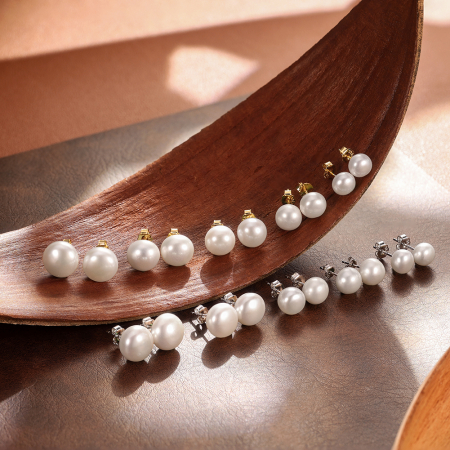 Cercei din argint 925 placat cu aur 14k si perla naturala de cultura8.5-9 mm [1]