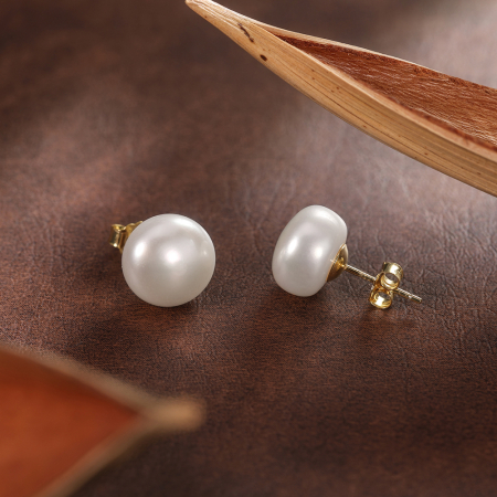 Cercei din argint 925 placat cu aur 14k si perla naturala de cultura8.5-9 mm [2]