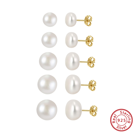 Cercei din argint 925 placat cu aur 14k si perla naturala de cultura8.5-9 mm [4]