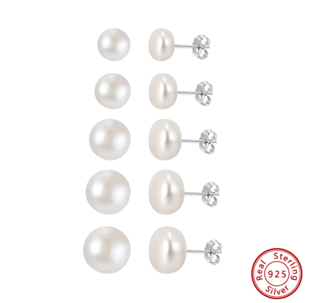 Cercei din argint 925 placat cu rodiu si perla naturala de cultura dimensiune 8.5-9mm [2]