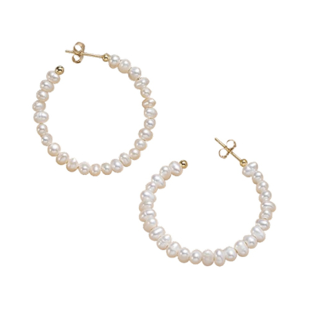 Bijuterii de dama - Cercei din argint 925 placat cu aur 14k si perle naturale de cultura