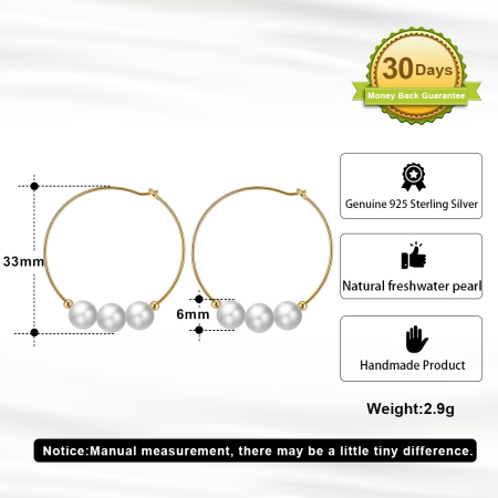 Cercei din argint 925 placat cu aur 14k si perle naturale de cultura [5]