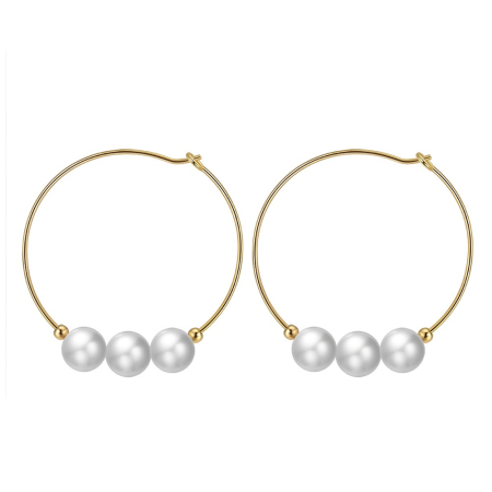 Bijuterii de dama - Cercei din argint 925 placat cu aur 14k si perle naturale de cultura