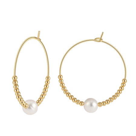 Bijuterii de dama - Cercei din argint 925 placat cu aur14 k si perla naturala de cultura