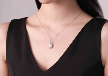 Colier din Argint 925 cu Perlă Naturală de Cultură, 9-10 mm, Stil Elegant [3]