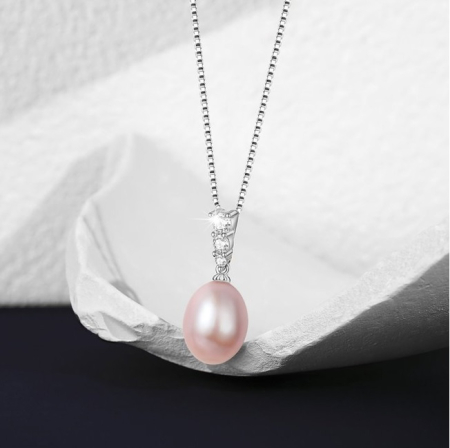 Colier din Argint 925 cu Perlă Naturală de Cultură, 9-10 mm, Stil Elegant [4]