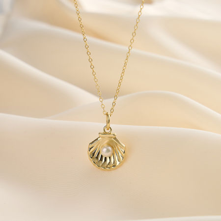 Colier din argint 925 placat cu aur 14K si perla naturala de cultura bySunny [1]