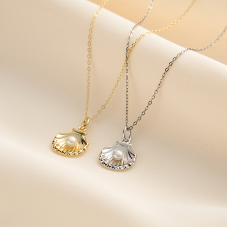 Colier din argint 925 placat cu aur 14K si perla naturala de cultura bySunny [4]