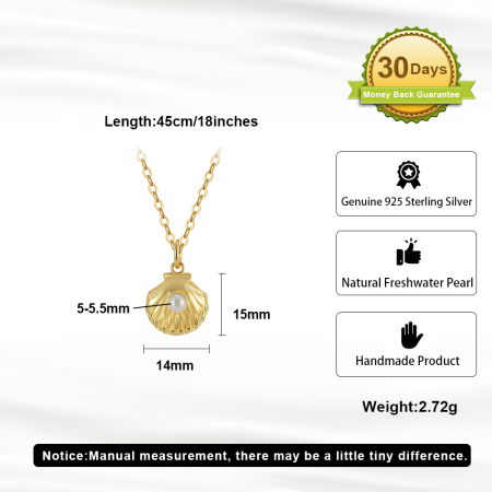 Colier din argint 925 placat cu aur 14K si perla naturala de cultura bySunny [3]