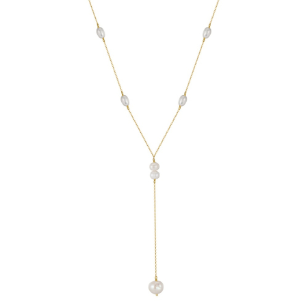 Bijuterii de dama - Colier din argint 925 placat cu aur 14k si perle naturale de cultura