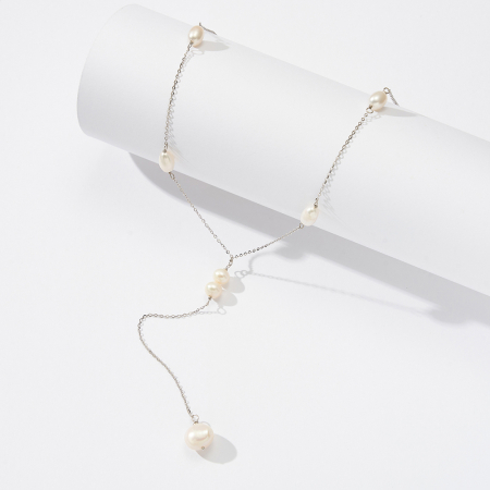 Colier din argint 925 placat cu aur 14k si perle naturale de cultura [2]