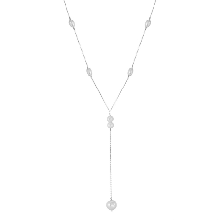 Bijuterii de dama - Colier din argint 925 placat cu aur 14k si perle naturale de cultura