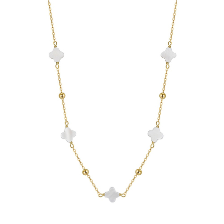 Bijuterii de dama - Colier din argint 925 placat cu aur 14k si pietre de sidef