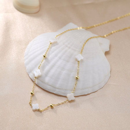 Colier din argint 925 placat cu aur 14k si pietre de sidef [1]