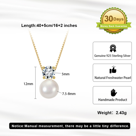 Colier din argint 925  placat cu rodiu si perla naturala de cultura [2]