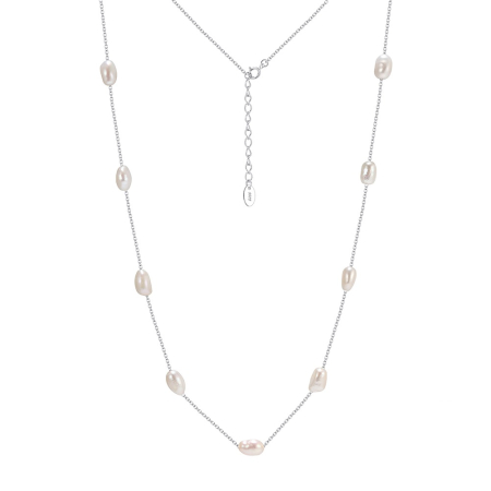 Bijuterii de dama - Colier din argint 925 placat cu rodiu si perle naturale de cultura