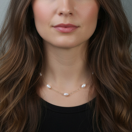 Colier din argint 925 placat cu rodiu si perle naturale de cultura [1]