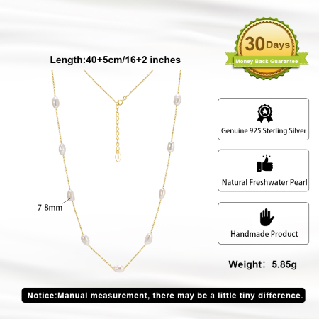 Colier din argint 925 placat cu aur 14k si perle naturale de cultura [1]