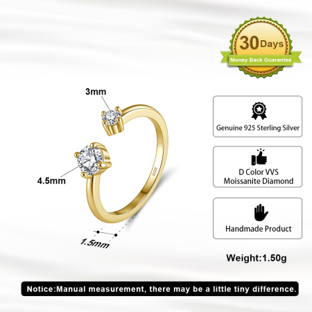 Inel din Argint 925 Placat Aur 14K cu Două Pietre Moisanit VVS1 [2]