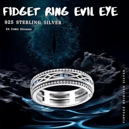 Inel Spinner „Evil Eye” – Argint 925, Anti-Stres masura 10 [3]