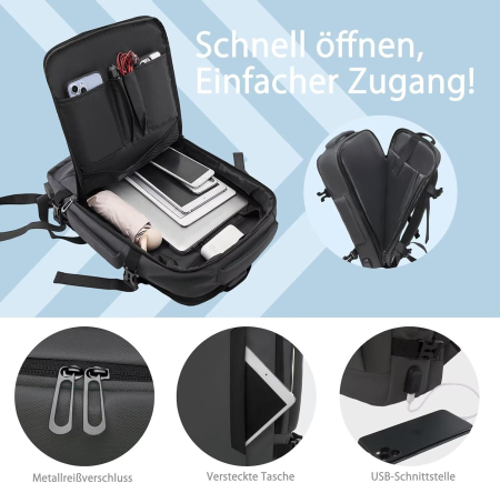 Rucsac Laptop Clufar Extensibil, 20-30L, Port USB, Impermeabil, 17.3 inch – Ideal pentru Business și Călătorii [1]