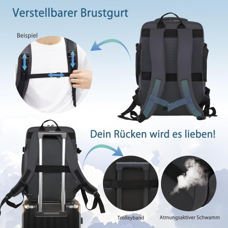 Rucsac Laptop Clufar Extensibil, 20-30L, Port USB, Impermeabil, 17.3 inch – Ideal pentru Business și Călătorii [2]