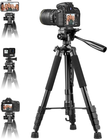 Accesorii Creative - Trepied foto telescopic 53-188 cm cu telecomanda,cu cap panoramic 360° detasabil, suport pentru smartphone, pentru telefon mobil sau camera DSLR