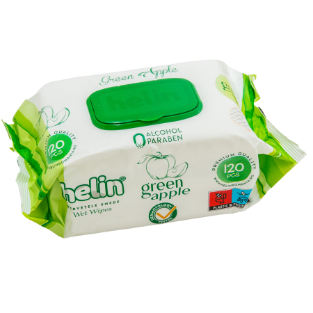 ȘERVEȚELE UMEDE 120 BUCĂȚI - ȘERVEȚELE UMEDE HELIN GREEN APPLE,120 BUCĂȚI