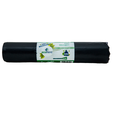 ARTICOLE CURĂȚENIE - SACI MENAJERI NEGRI ECOFRIEND 320 L,5 BUCĂȚI/ROLĂ ULTRA REZISTENȚI