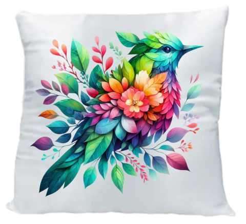 Perne - Pernă "Floral Bird Watercolor" – O Explozie de Culoare și Prospețime
