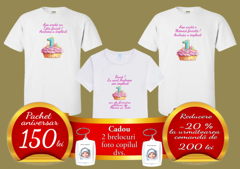 Aniversare - Set Tricouri personalizate aniversare  Tătic, Mămică și Copil