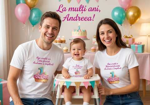 Set Tricouri personalizate aniversare  Tătic, Mămică și Copil [2]