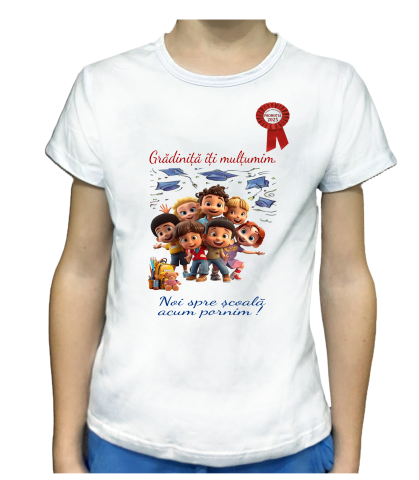 Aniversare - Tricou alb absolvire gradinită