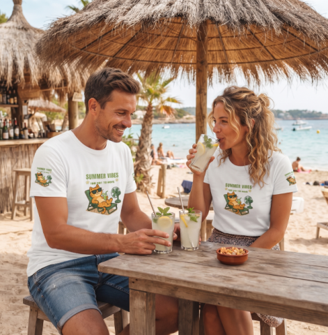 Tricou Alb"Summer Vibes - Too Hot to Move" [1]
