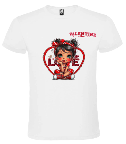 Cadouri pentru Femei - Tricou Alb „Valentine Vibes Girl” - Stil Adorabil pentru Ziua Iubirii