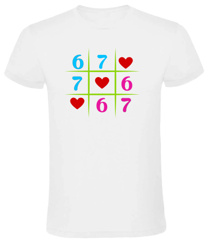 Tricou personalizat "Six Seven 67" Stil Brick -Art & X și 0 [2]