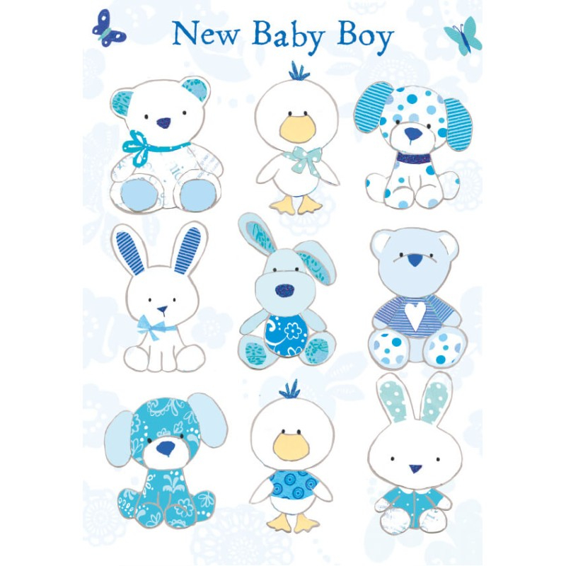 Felicitare bebelusi cu animalute haioase New Baby Boy [1]
