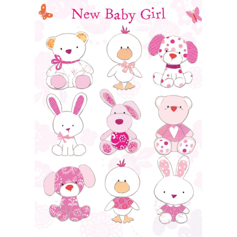 Felicitare bebelusi cu animalute haioase New Baby Girl [1]