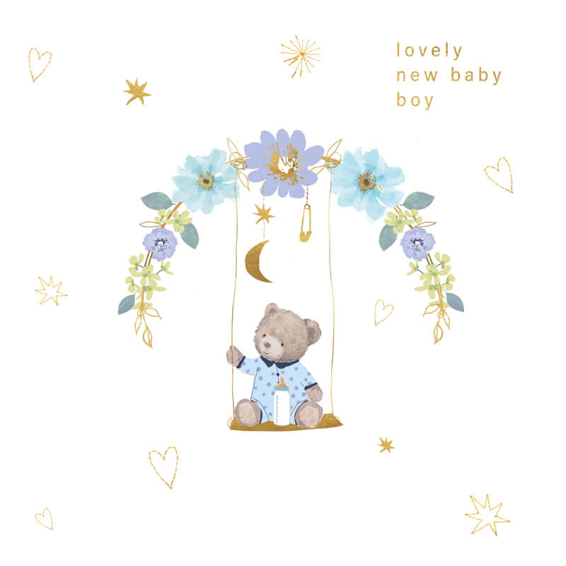 Felicitare bebelusi model ursulet Lovely Baby Boy  [1]