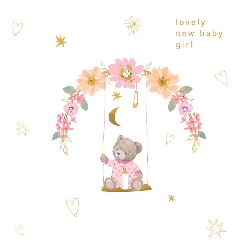 Felicitare bebelusi model ursulet Lovely Baby Girl [1]