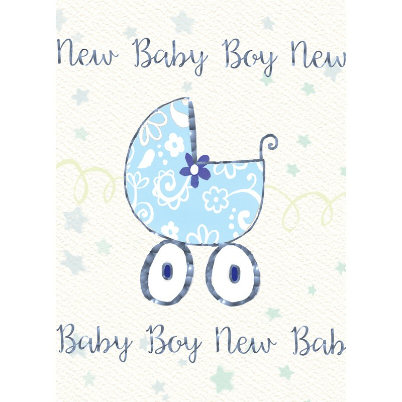 Felicitare cu floare si carucior pentru bebelusi New Baby Boy [1]