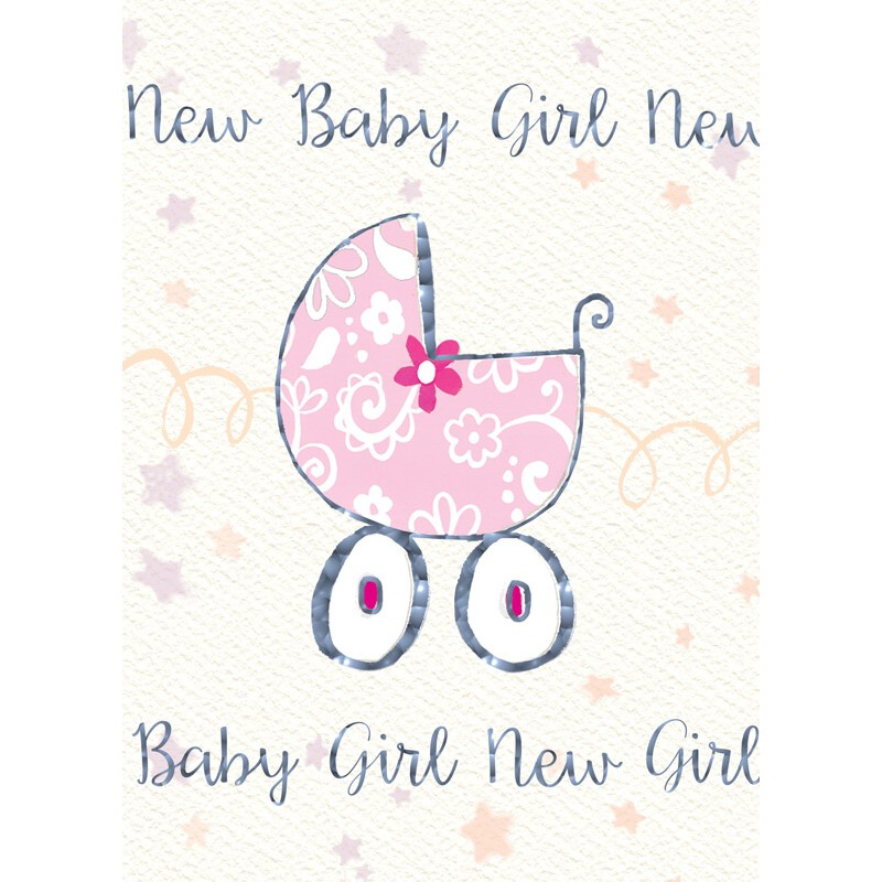 Felicitare cu floare si carucior pentru bebelusi New Baby Girl [1]