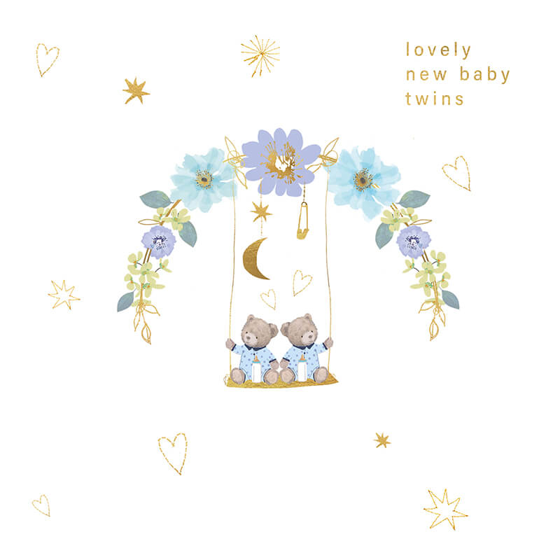 Felicitare pentru nastere Lovely New Baby Twins bleu [1]