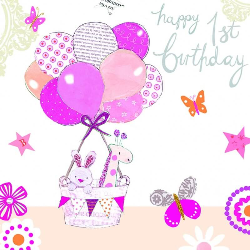 Felicitare prima aniversare Baby's 1st Birthday roz [1]