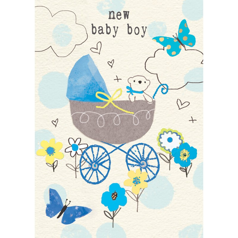 Felicitare ursulet si carucior New Baby Boy  [1]