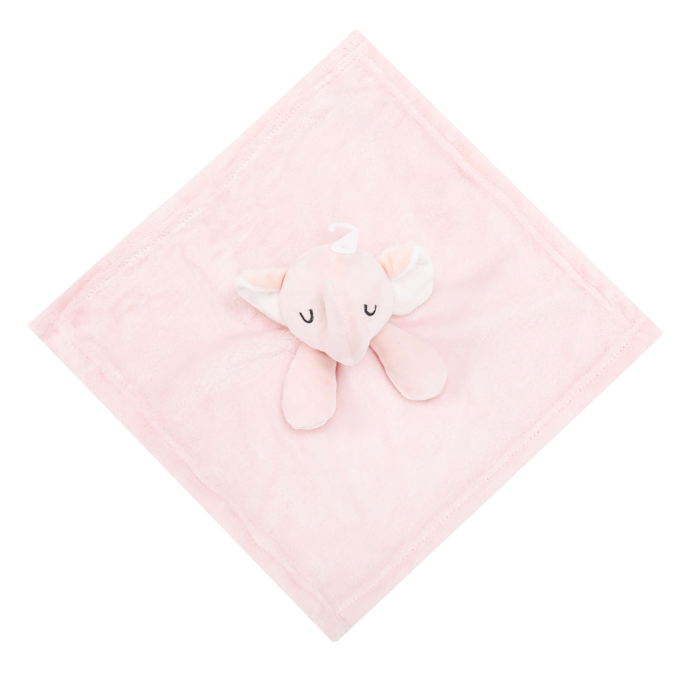 Jucarie de atasament pentru bebelusi cu mini paturica si elefantel roz - Infancie [2]