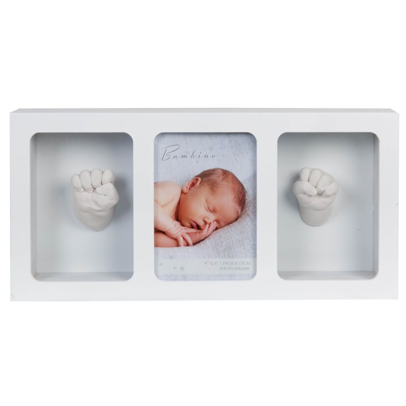 Kit amprenta bebelusi 3D pentru manuta si piciorus cu rama foto - Bambino by Juliana alba [1]