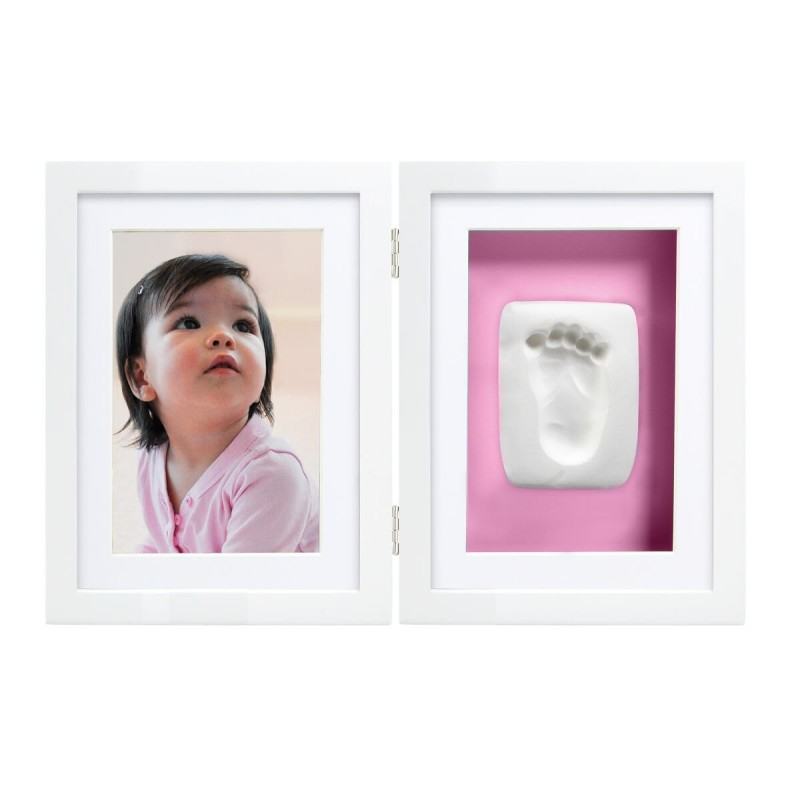 Kit rama foto dubla cu amprenta mulaj manuta sau piciorus - Pearhead - alba [7]