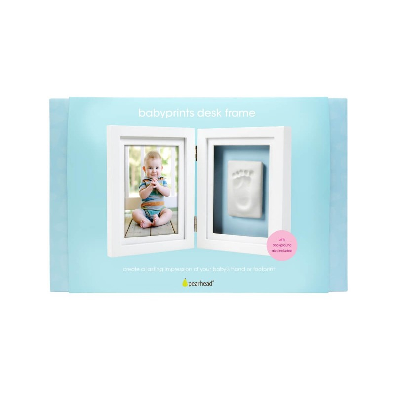 Kit rama foto dubla cu amprenta mulaj manuta sau piciorus - Pearhead - alba [3]